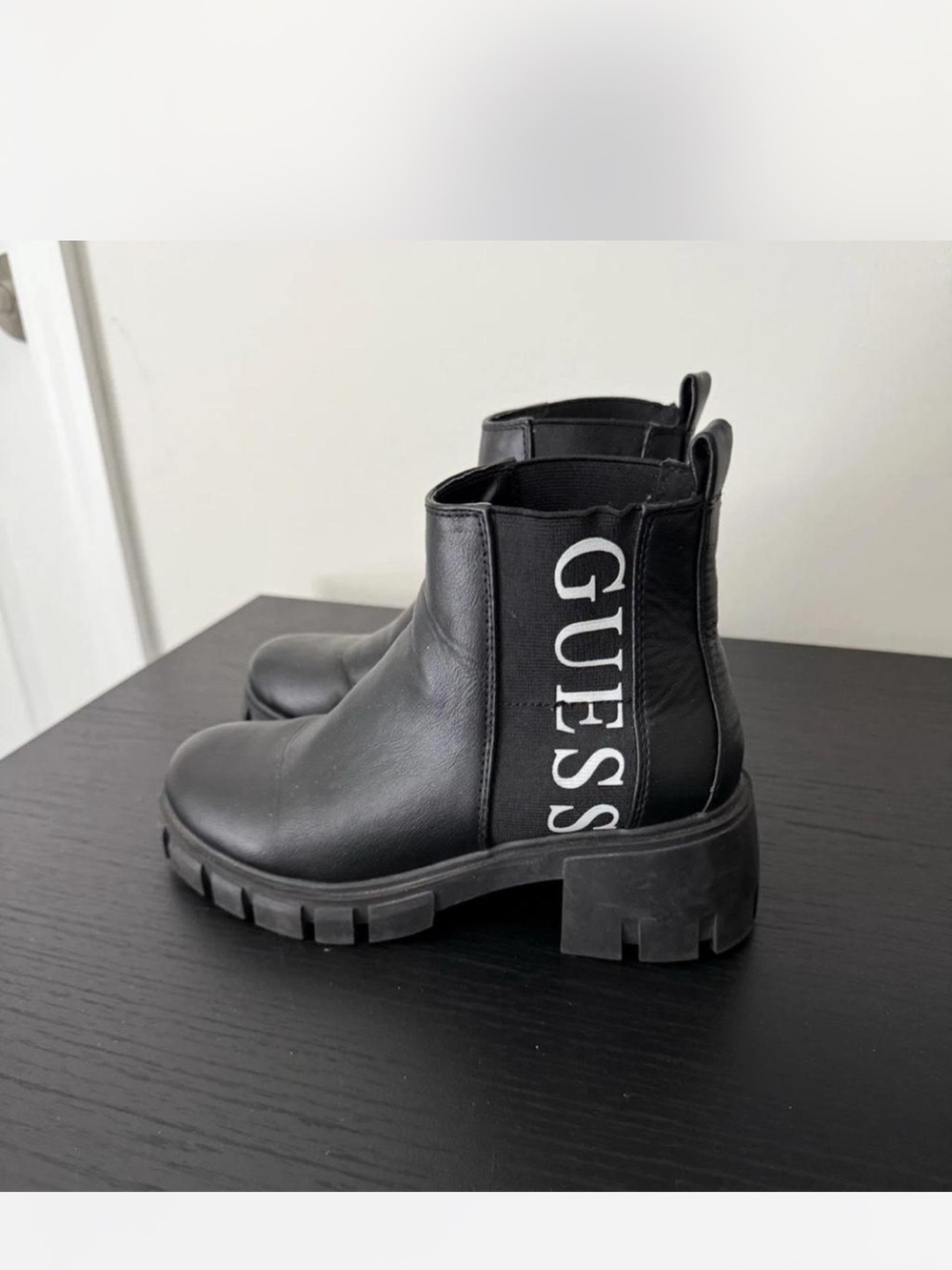GUESS Black Logo Chelsea Lug Booties